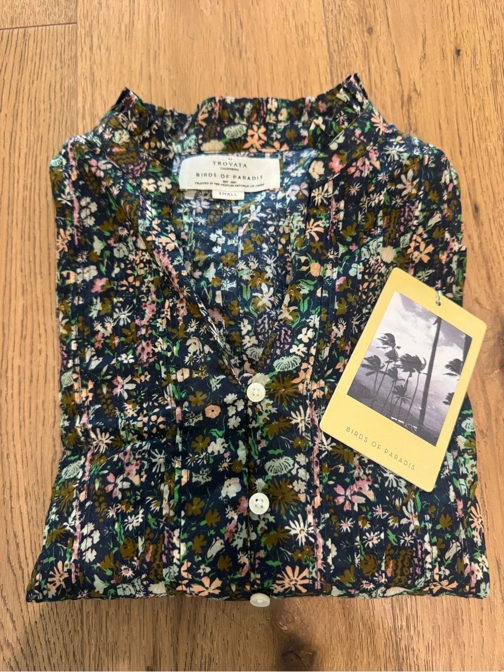 BNWT Trovata Birds of Paradis Finley Floral Pintuck Blouse size XS $288